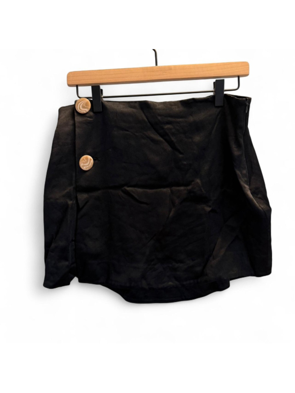 Zara black satin mini skirt with button detail Size L #skirt #black